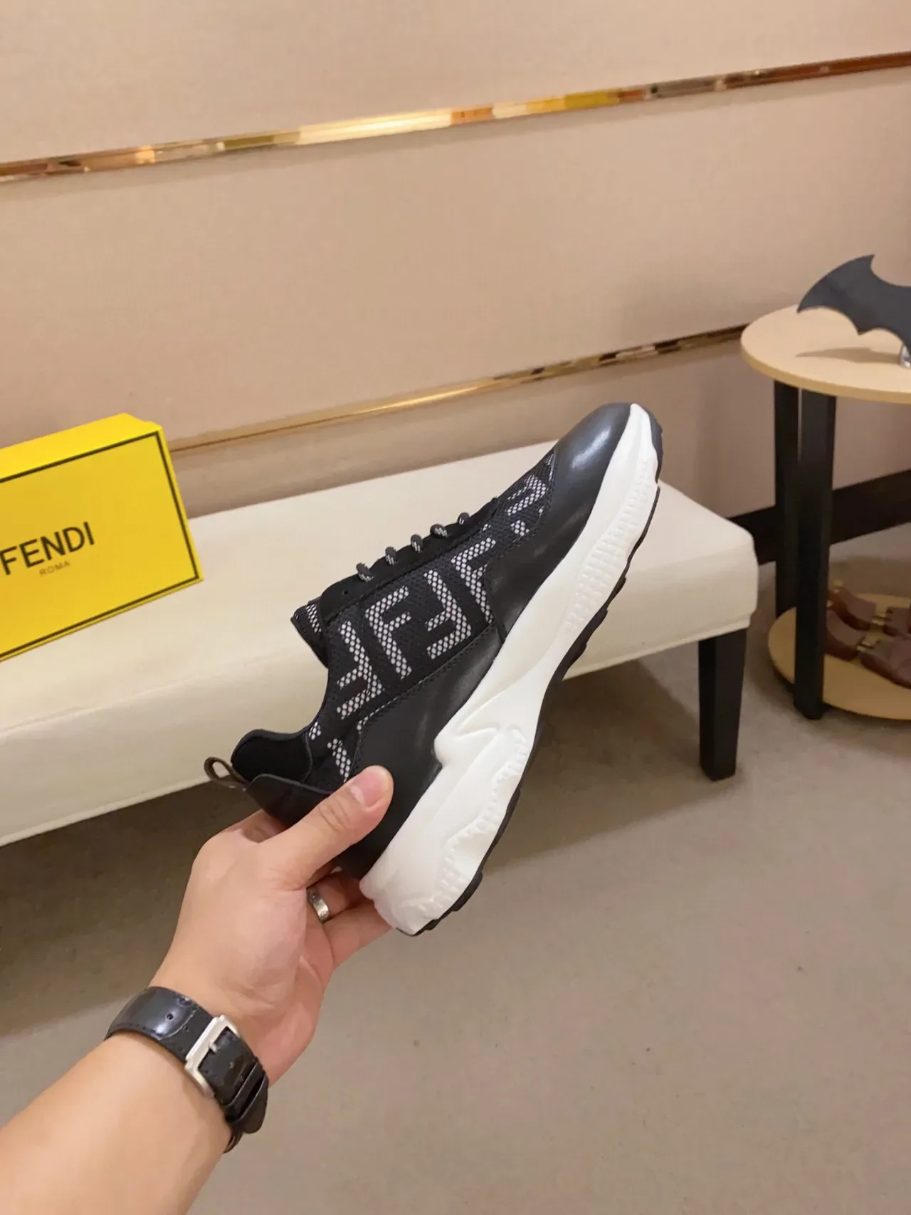 Fendi FF Logo Chunky Sneaker Black and White Chunky Sneakers 5