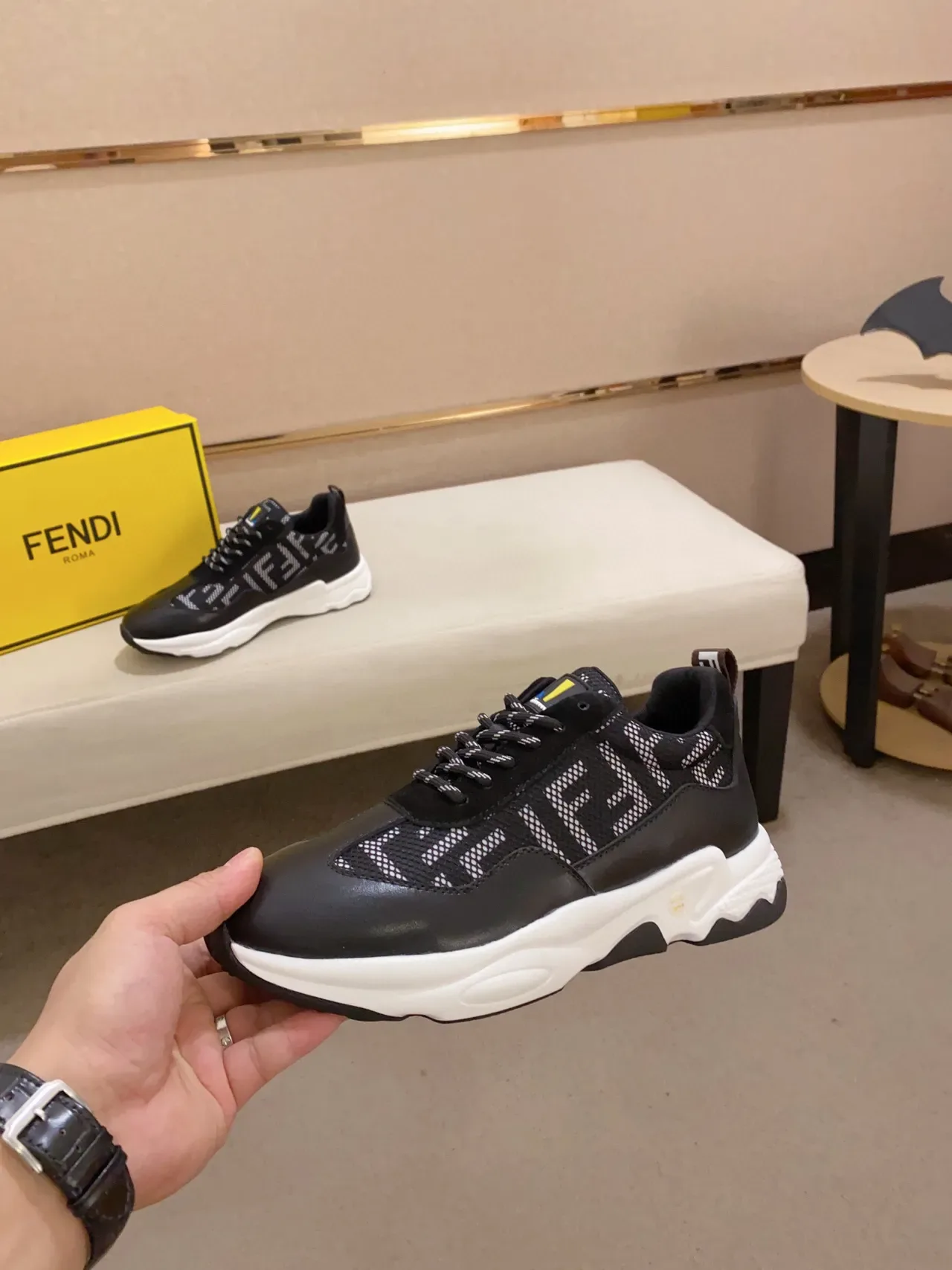 Fendi FF Logo Chunky Sneaker Black and White Chunky Sneakers 7