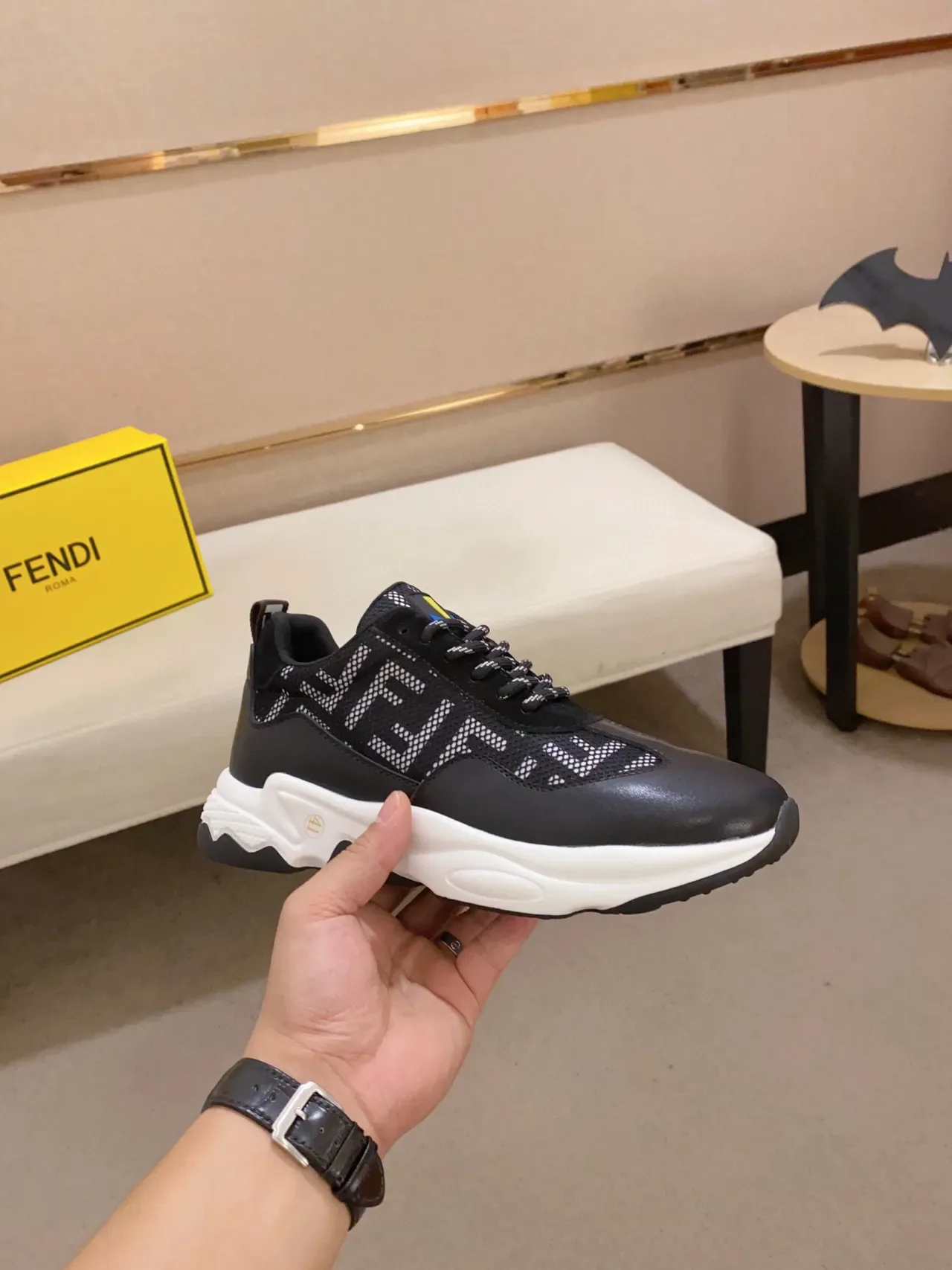 Fendi FF Logo Chunky Sneaker Black and White Chunky Sneakers 8