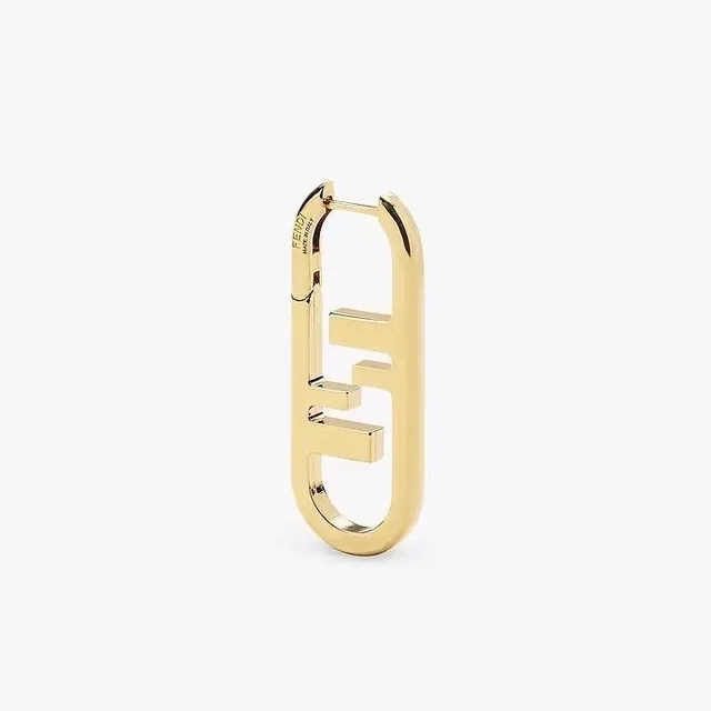 Fendi FF Logo Hoop Gold Oversized Polished Earrings 4