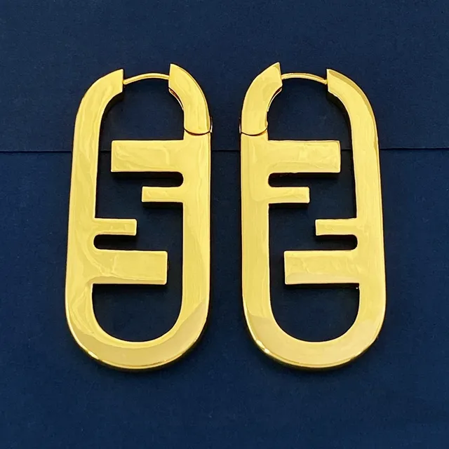 Fendi FF Logo Hoop Gold Oversized Polished Earrings 5