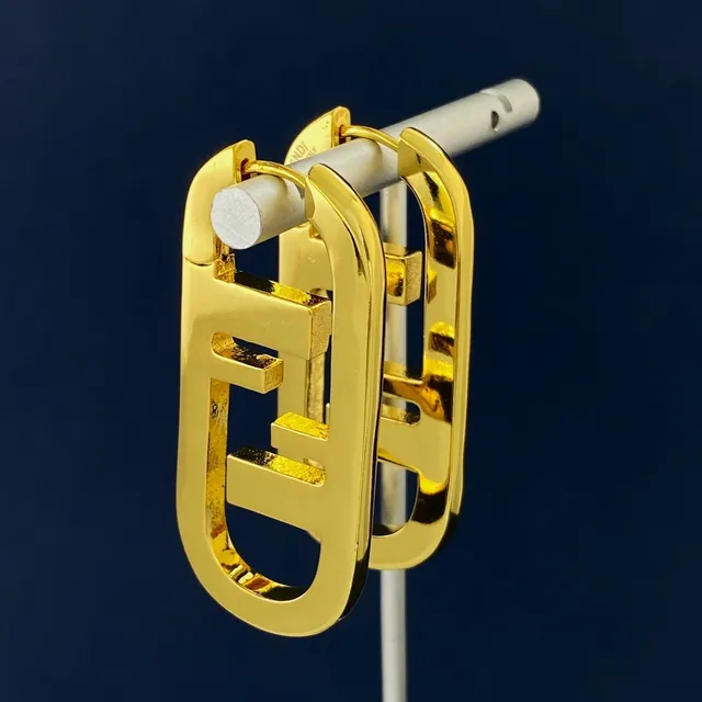 Fendi FF Logo Hoop Gold Oversized Polished Earrings 8