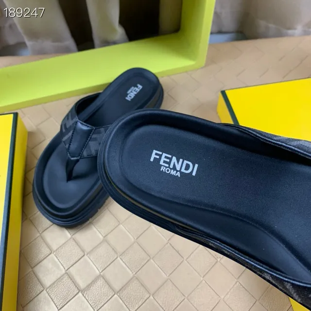Fendi FF Monogram Plateforme Noir Sangle Jacquard Semelle Épaisse Chaussons 2