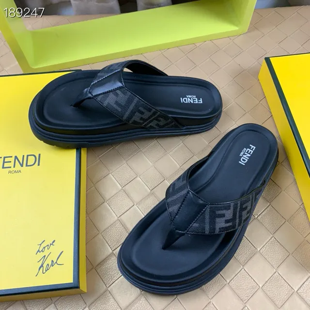 Fendi FF Monogram Plateforme Noir Sangle Jacquard Semelle Épaisse Chaussons 4