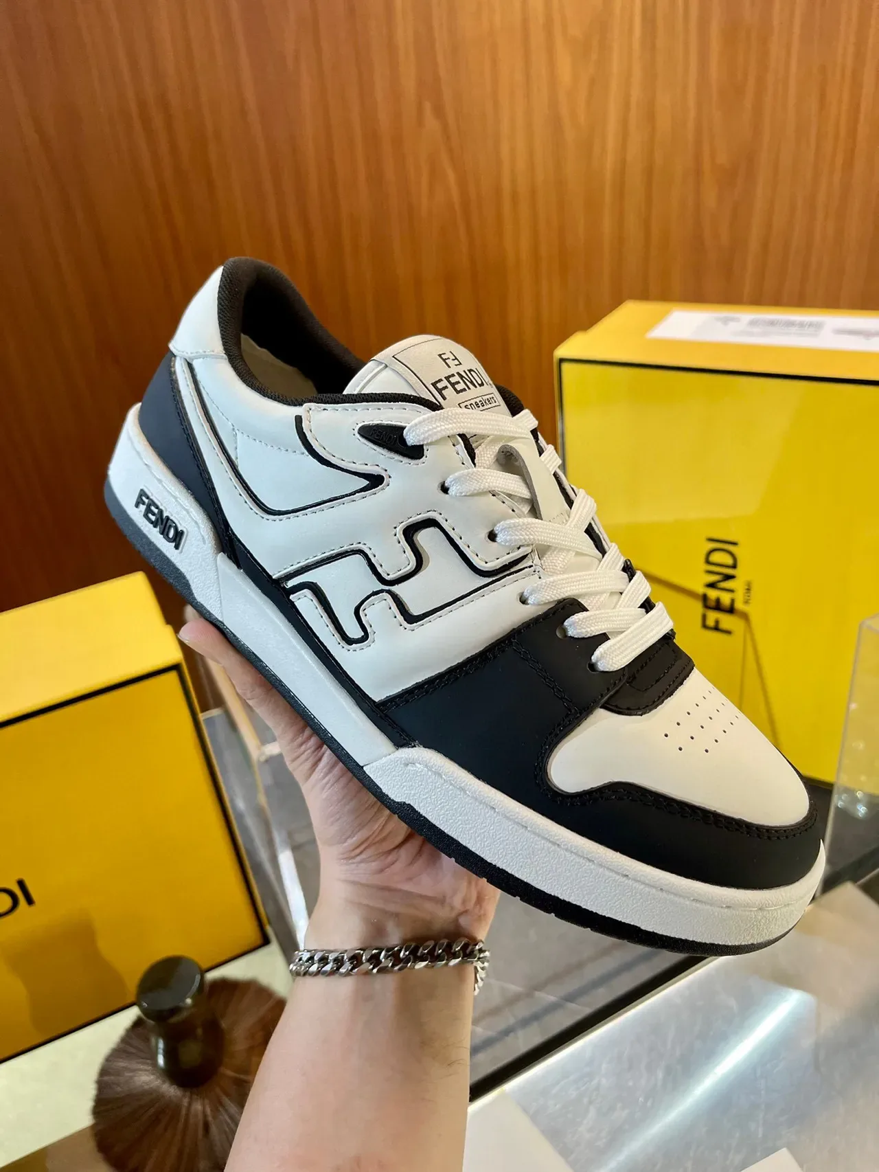 Fendi FF Sneaker White and Black Lifestyle Sneakers 2