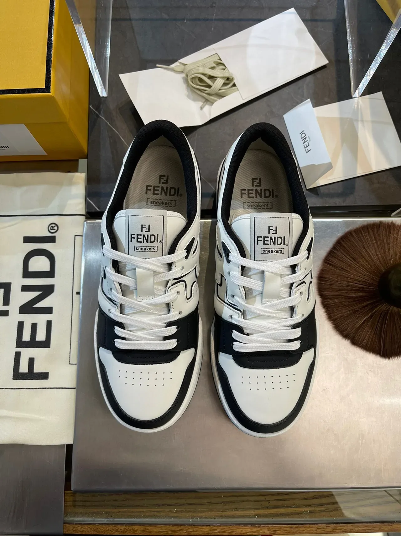 Fendi FF Sneaker White and Black Lifestyle Sneakers 3