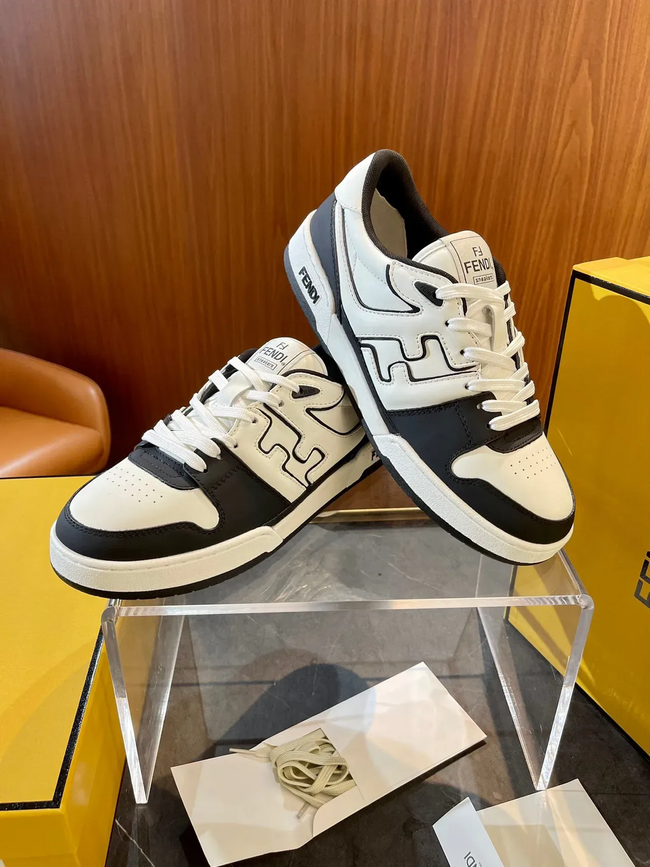 Fendi FF Sneaker White and Black Lifestyle Sneakers 4
