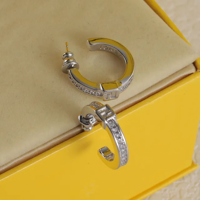 Fendi Gold Silver Hinged Hoop Pavé-Set Ring 4