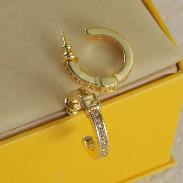 Fendi Gold Silver Hinged Hoop Pavé-Set Ring 5