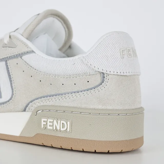 Fendi حذاء أسلوب حياة بيج رمادي منخفض مثقوب جلد سويد شبكي الجزء العلوي أحذية أسلوب حياة 4