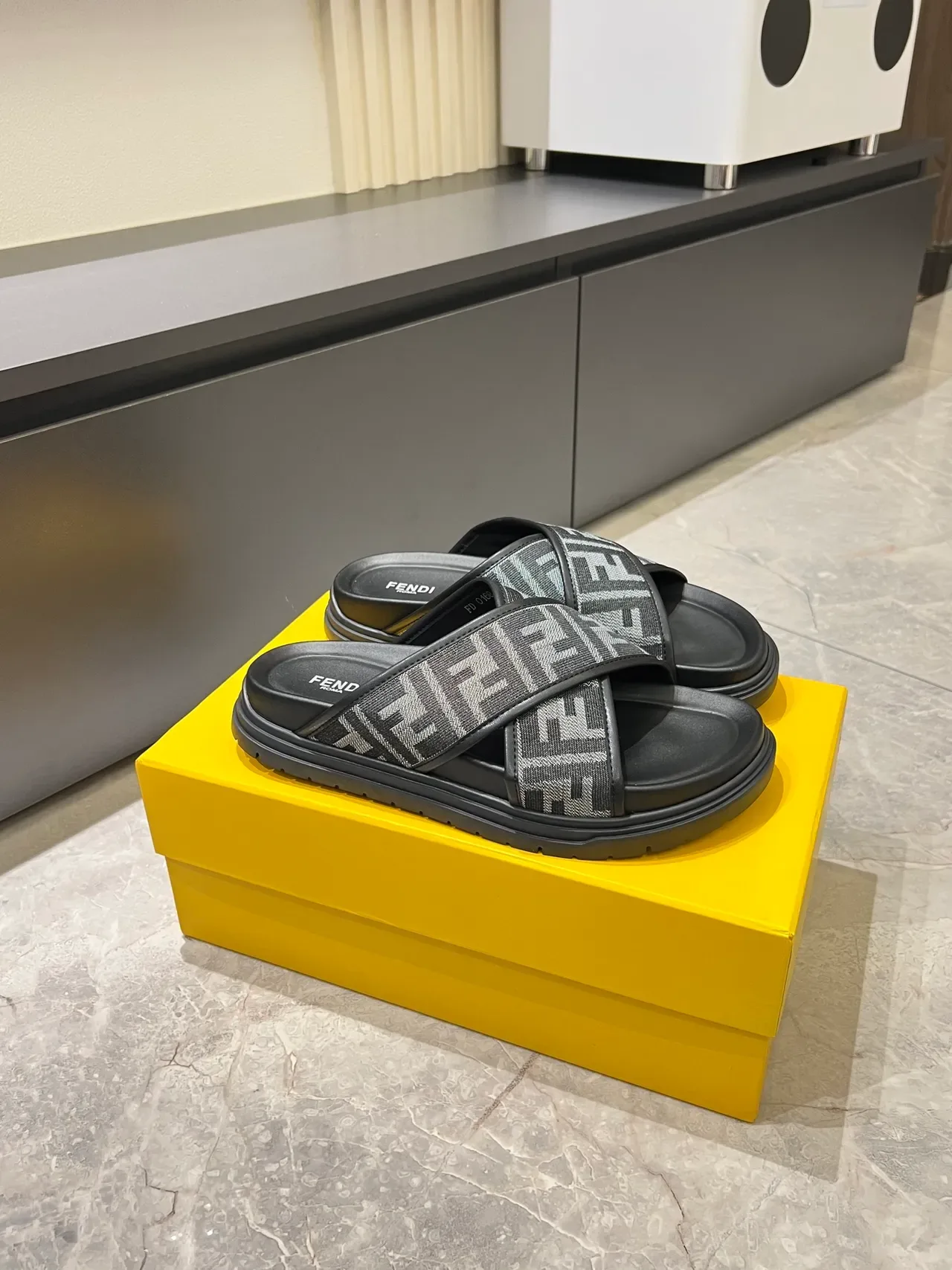 Fendi Mania FF Monogram Cross-Strap Platform Slippers 7