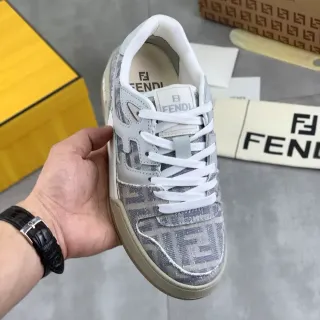 Fendi Monogrammed Gray and White Lifestyle Sneaker
