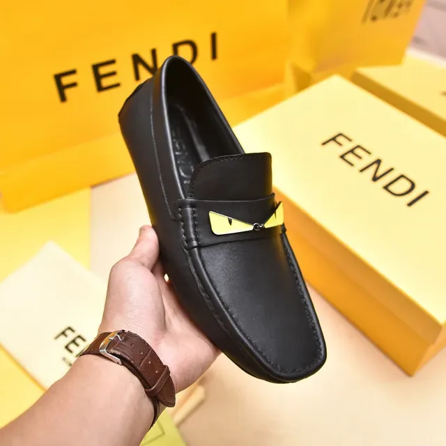 Fendi Monster Eye Black Leather Loafers 6
