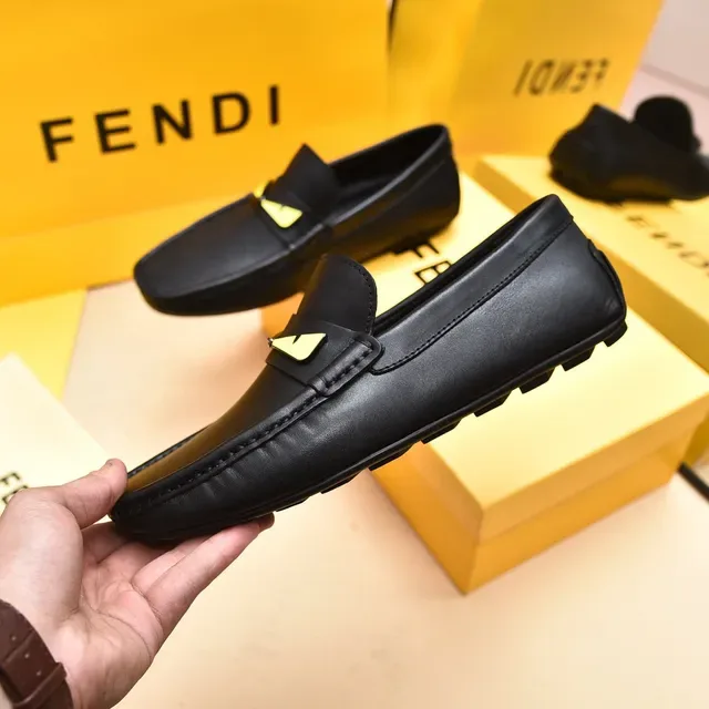 Fendi Monster Eye Black Leather Loafers 7