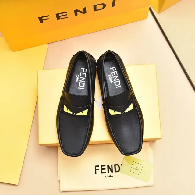 Fendi Monster Eye Black Leather Loafers 8