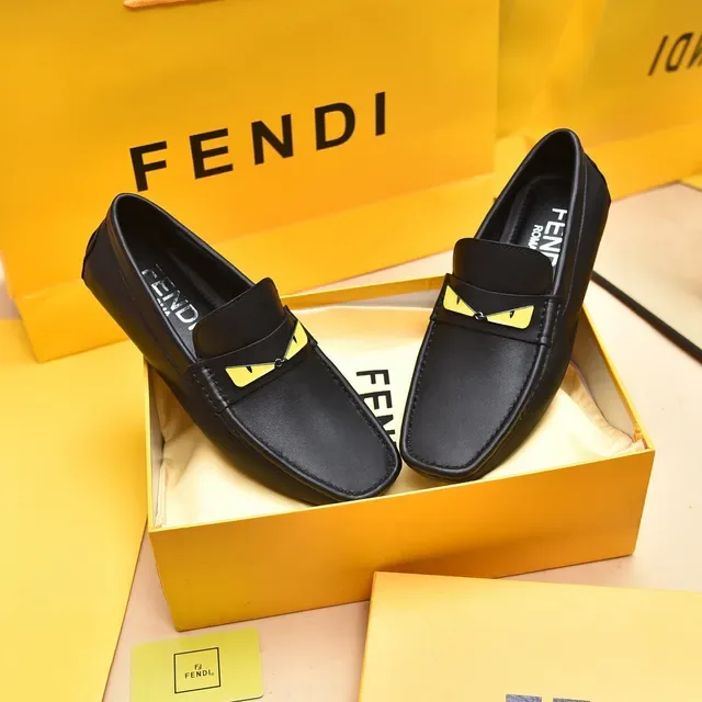 Fendi Monster Eye Black Leather Loafers 9