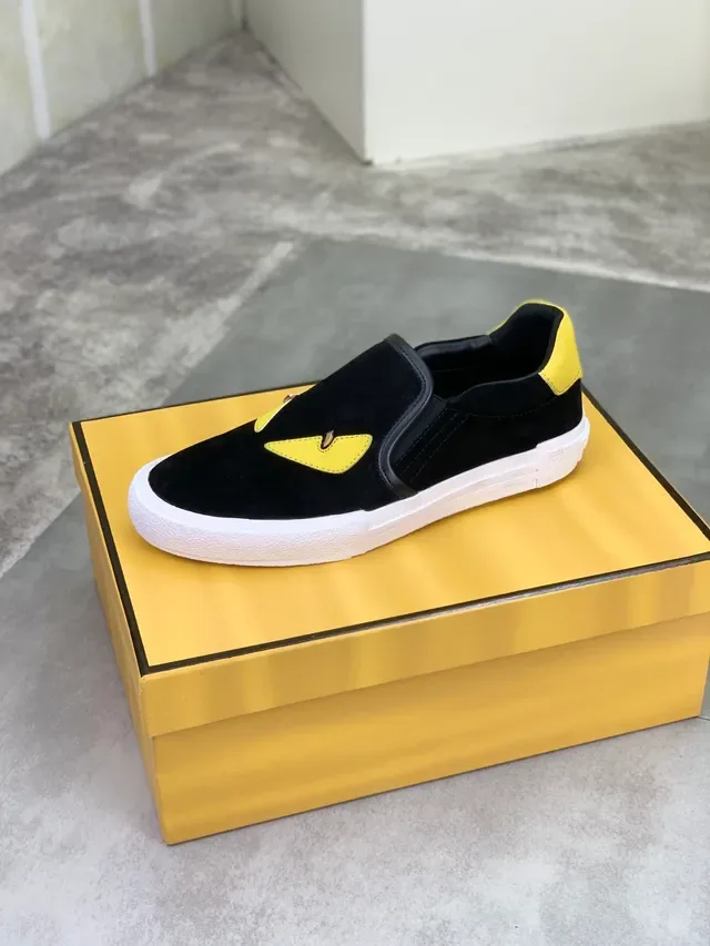 Fendi Monster Sneaker Black and Yellow Suede Lifestyle Sneakers 4