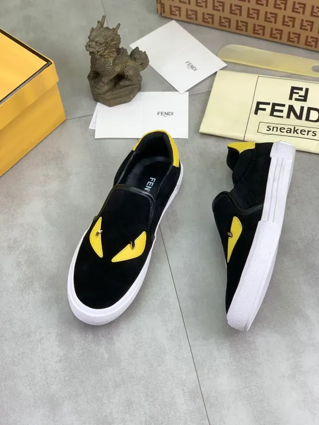 Fendi Monster Sneaker Black and Yellow Suede Lifestyle Sneakers 5