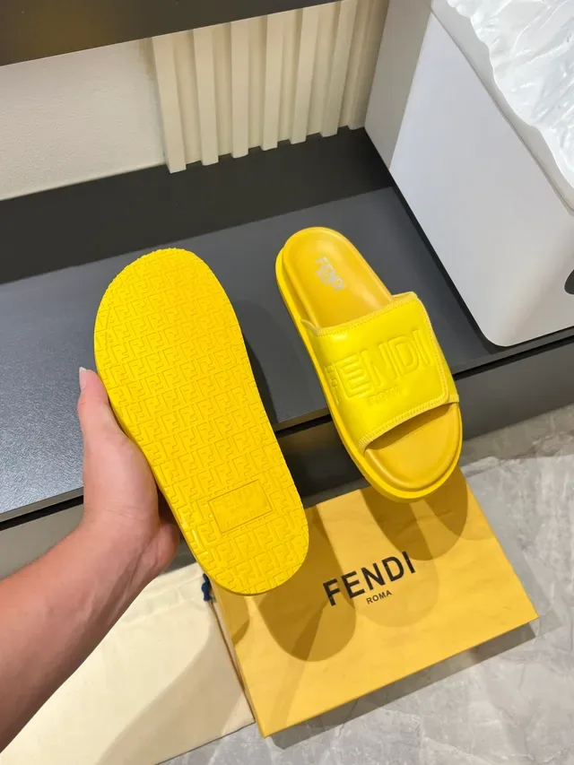 Fendi Multicolor Molded Rubber Embossed Logo Strap Slippers 5