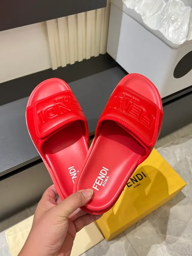 Fendi Multicolor Molded Rubber Embossed Logo Strap Slippers 12