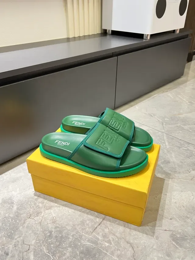 Fendi Multicolor Molded Rubber Embossed Logo Strap Slippers 23