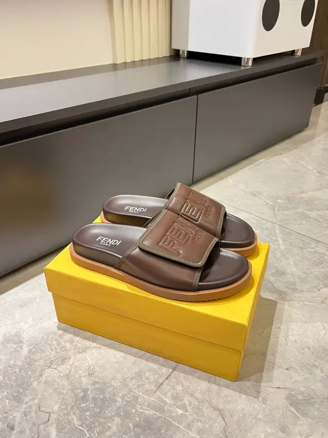 Fendi Multicolor Molded Rubber Embossed Logo Strap Slippers 24