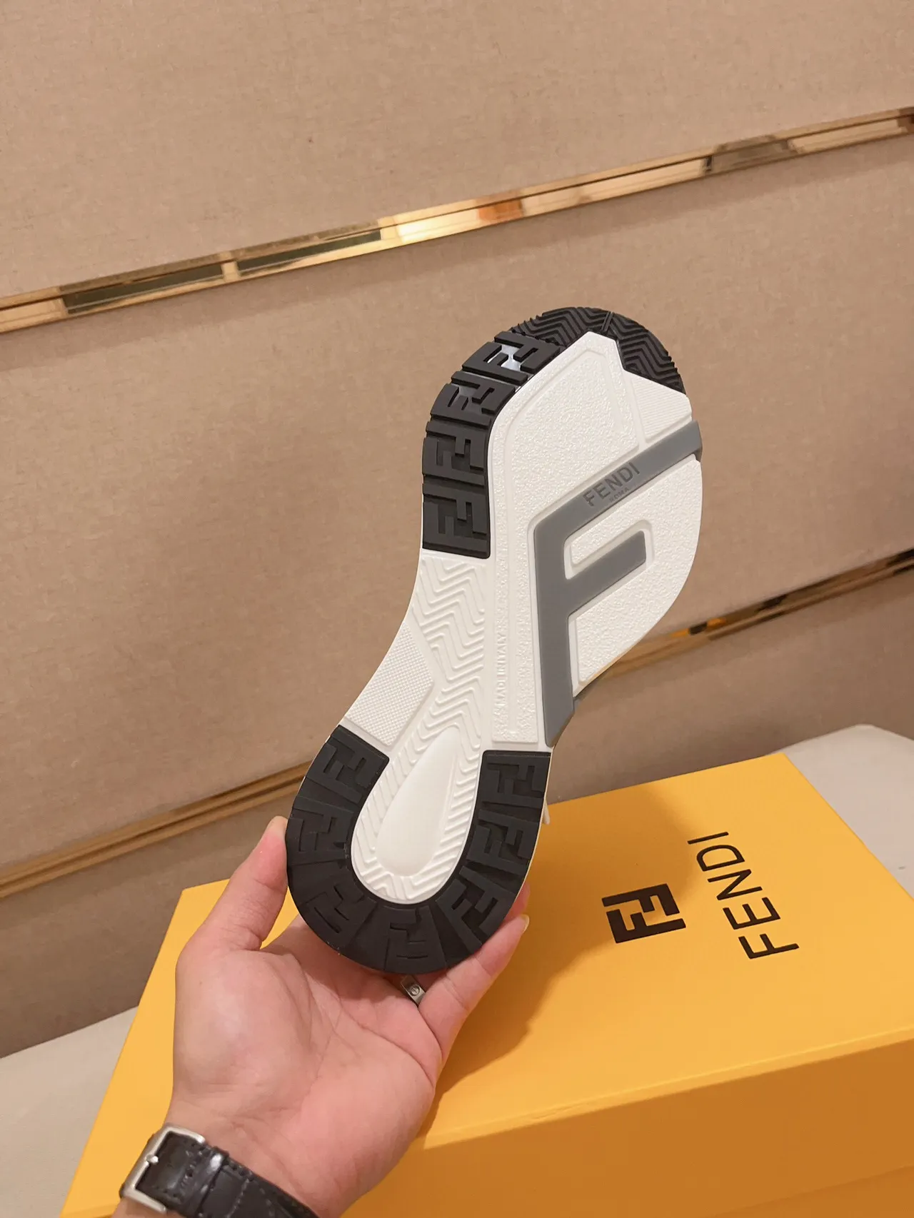 Fendi Runner White Gray Green Chunky Sneakers 9