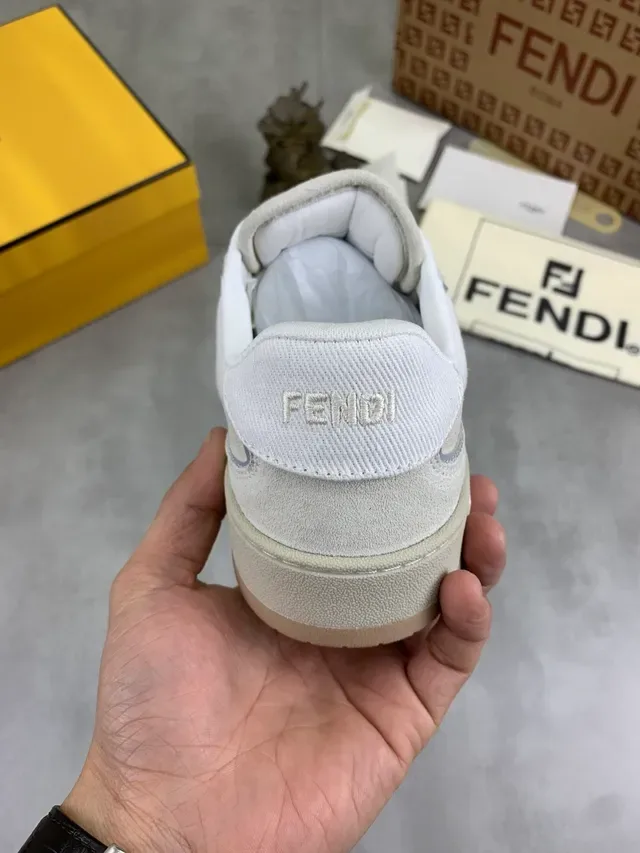 Fendi Sneakers Off-White Suede and Mesh Lifestyle Sneakers 3