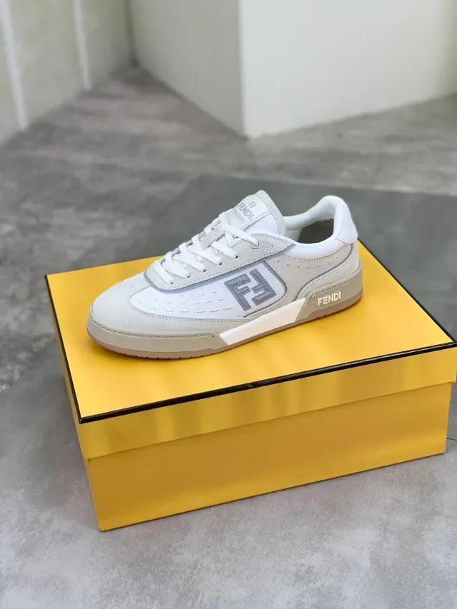 Fendi Sneakers Off-White Suede and Mesh Lifestyle Sneakers 4