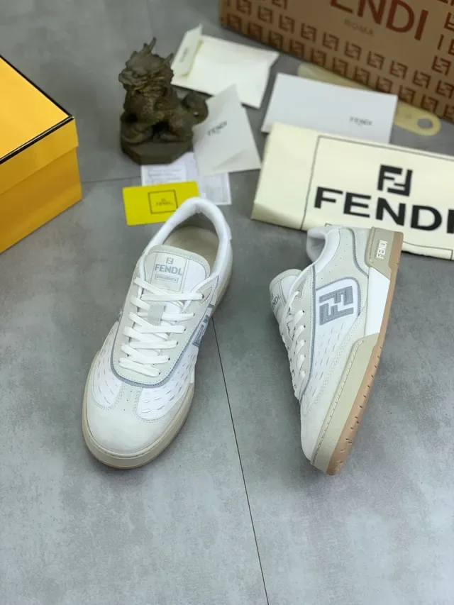 Fendi Sneakers Off-White Suede and Mesh Lifestyle Sneakers 5