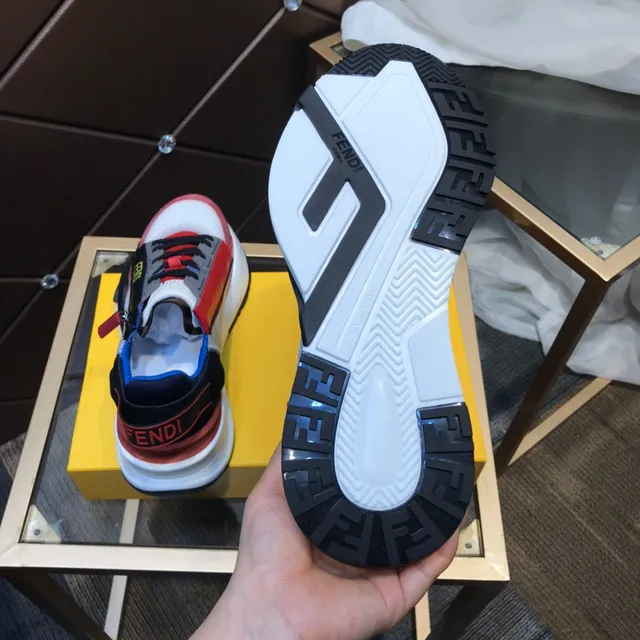 Fendi White Red Sole Asymmetrical Zipper Strap Chunky Sneakers 5