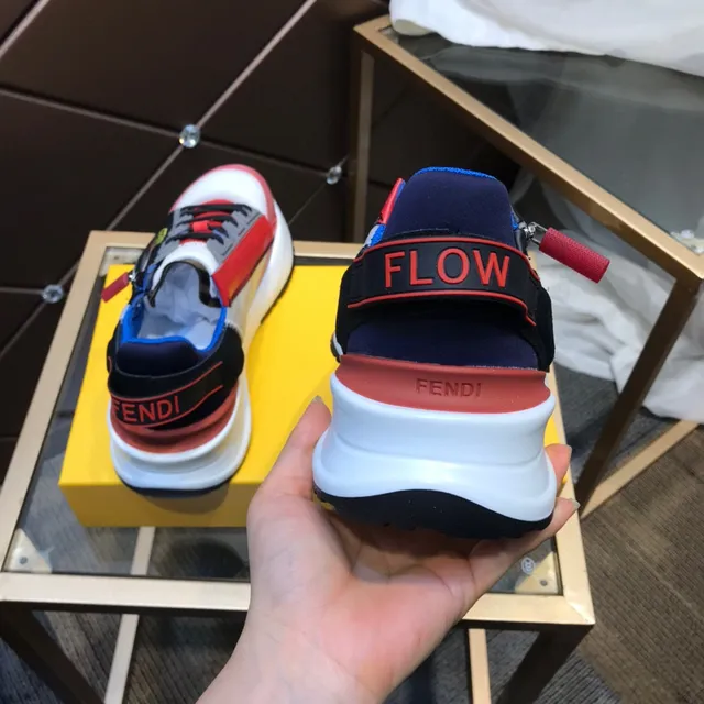 Fendi White Red Sole Asymmetrical Zipper Strap Chunky Sneakers 6