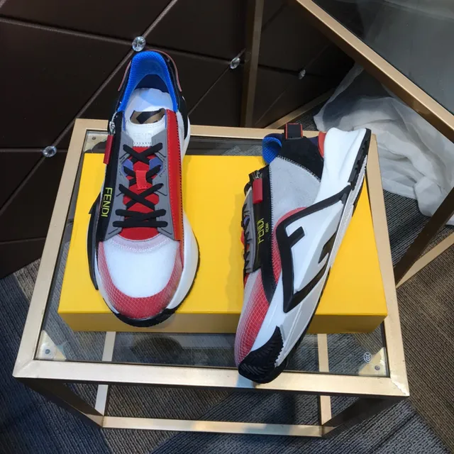 Fendi White Red Sole Asymmetrical Zipper Strap Chunky Sneakers 8