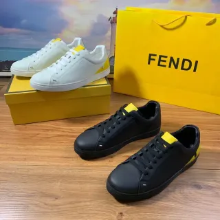 Fendi 白色黃色皮革鞋面低幫剪影生活運動鞋