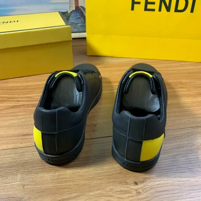 Fendi White Yellow Leather Upper Low-Top Silhouette Lifestyle Sneakers 6