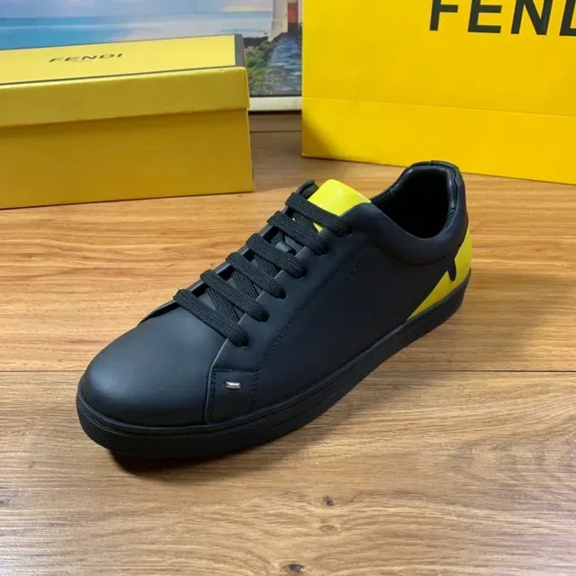 Fendi White Yellow Leather Upper Low-Top Silhouette Lifestyle Sneakers 7