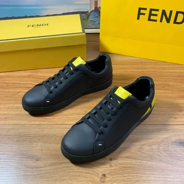 Fendi White Yellow Leather Upper Low-Top Silhouette Lifestyle Sneakers 8