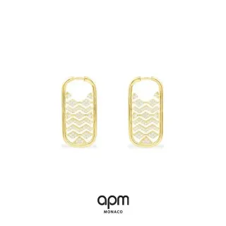 apm Monaco أقراط أذن ذهبية اللون زيجزاج مرصعة باللؤلؤات