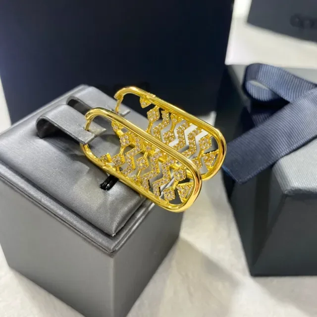 apm Monaco Gold-Tone Zigzag Pavé Rectangular Hoop Earrings 5