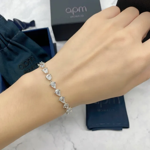 apm Monaco Pear-Shaped Stone Silver-Tone Bracelet 4