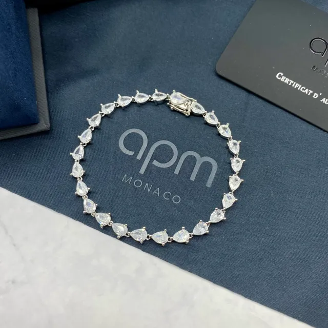 apm Monaco Pear-Shaped Stone Silver-Tone Bracelet 9