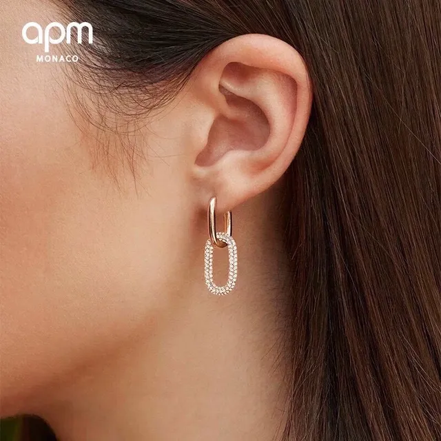 APM MONACO Rose Gold Pavé Oval Link Earring 2