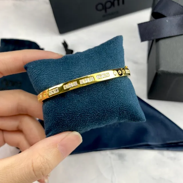 apm Monaco Stone-Set Hinged Bangle Bracelet 7