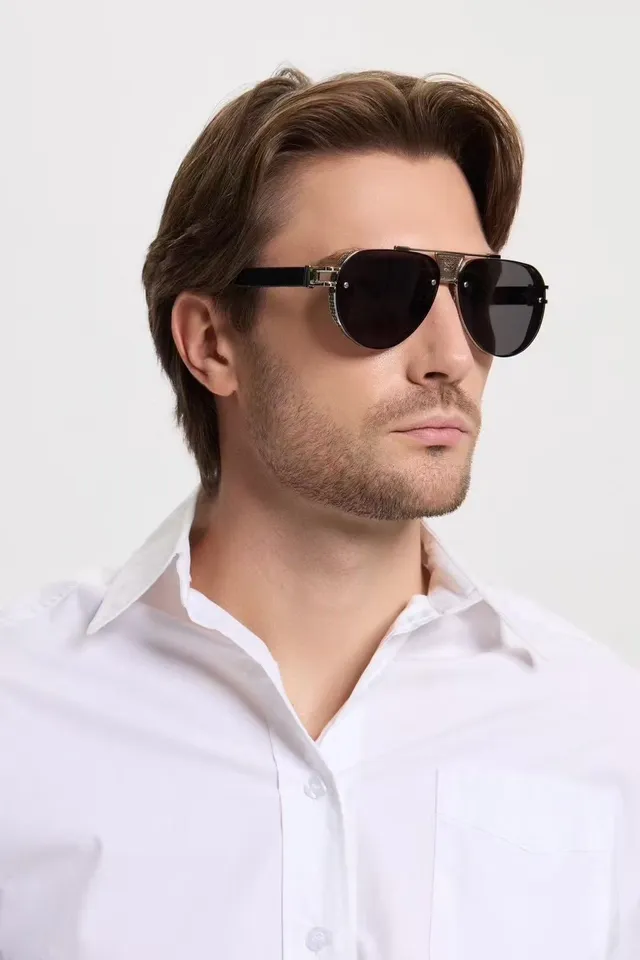 Aviator-Style Gradient Brown Lens Sunglasses 2