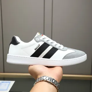Bally Classique Rayé Blanc Noir Gris Style de vie Sneakers