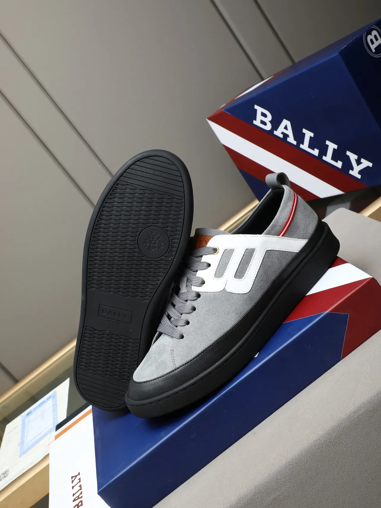 Bally Gray Suede and White Leather Lifestyle Sneaker 4