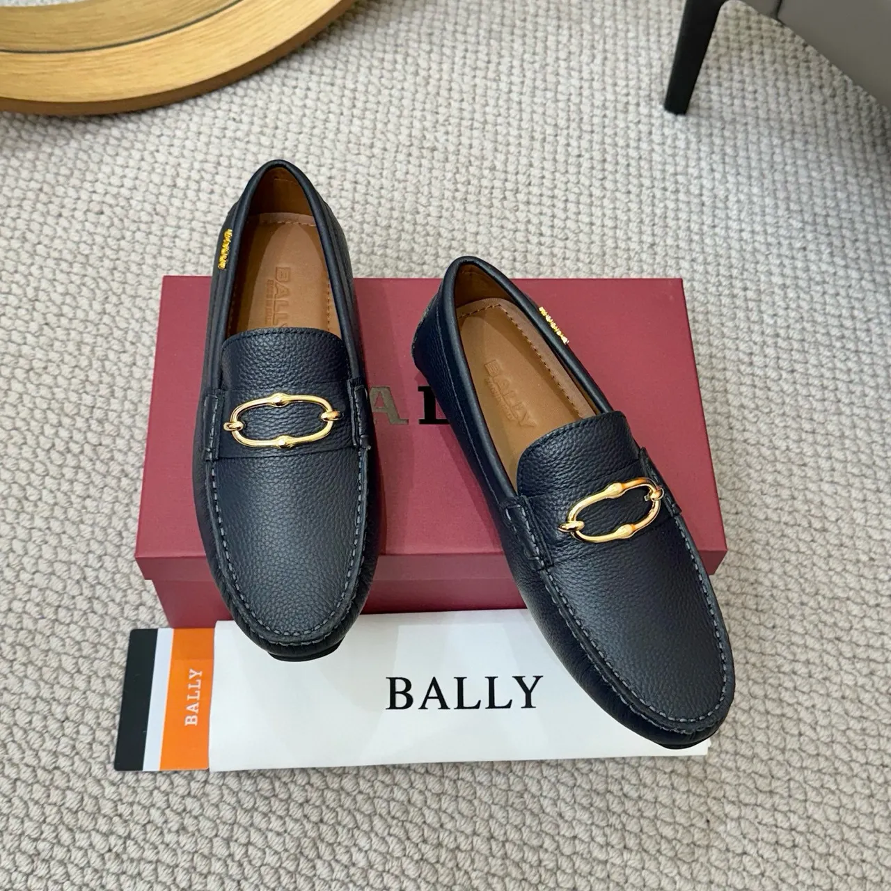 Bally Horsebit Loafer Azul-marinho Couro texturizado Fivela de ouro Loafers 2