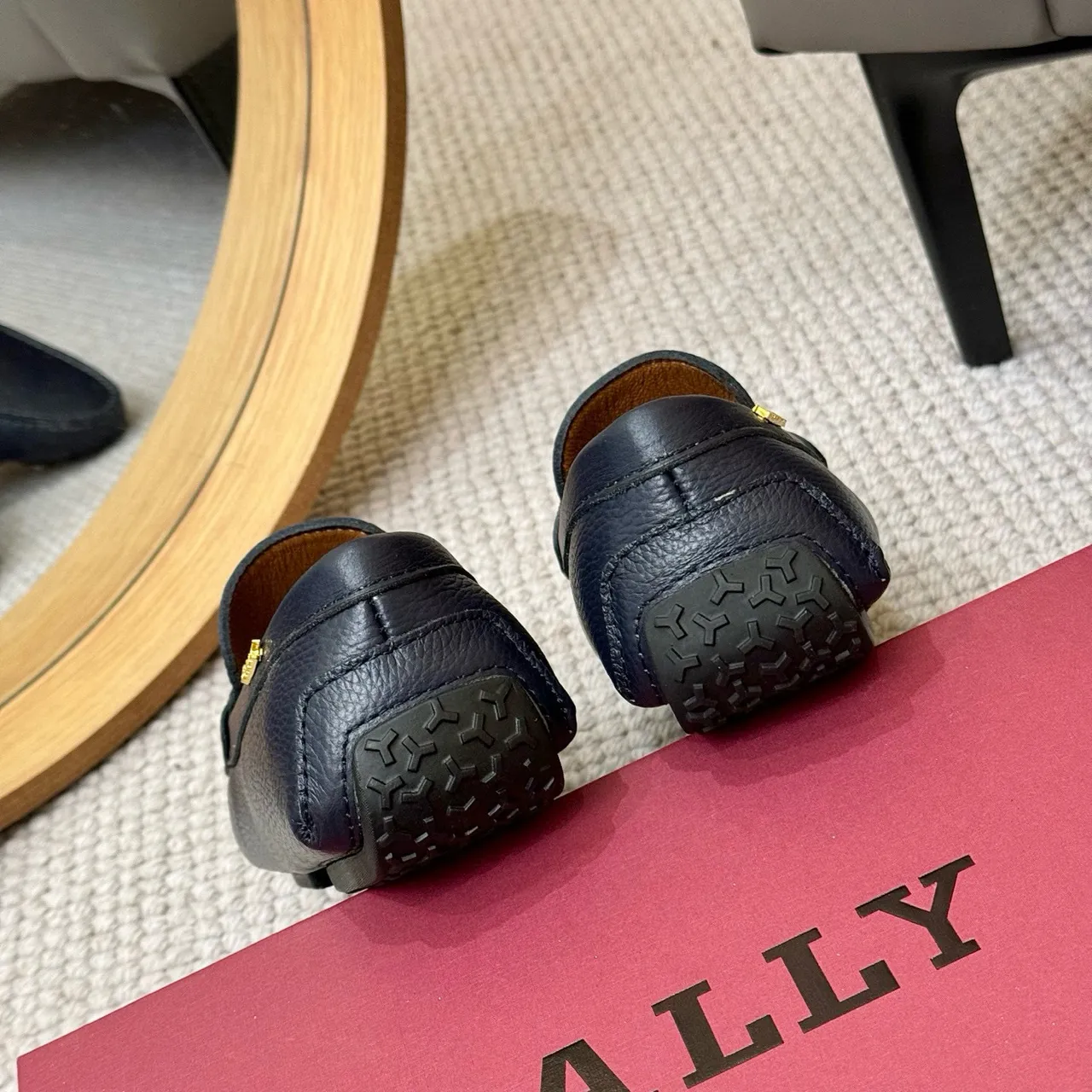 Bally Horsebit Loafer Azul-marinho Couro texturizado Fivela de ouro Loafers 9