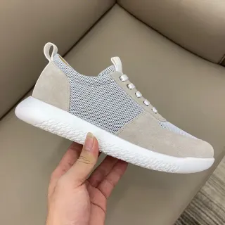 Beige and Gray Mesh-Suede Hybrid Low-Top Casual Sneaker