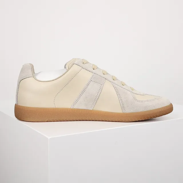 Beige and Gray Two-Tone Suede Leather Low-Top Casual Sneaker 7